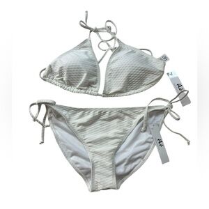 Ete white grid textured bikini